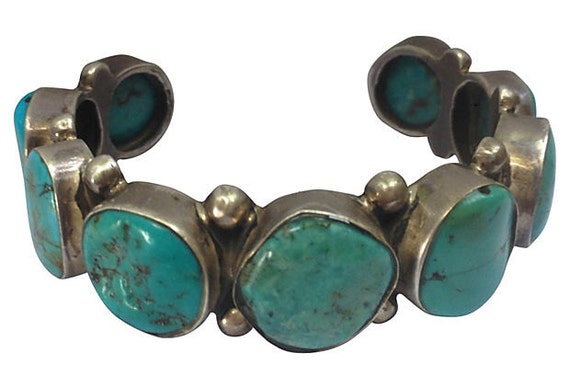 Turquoise & Sterling Silver Cuff - image 4