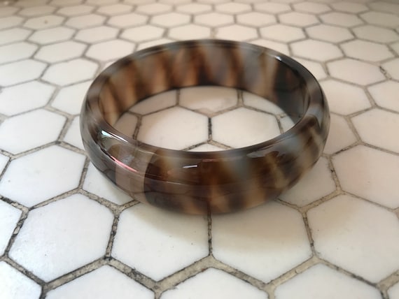 Tortoise Shell Leopard Colored Jade Bangle Bracel… - image 2