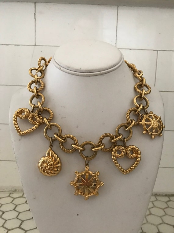 Vintage Nina Ricci Gold Plated Nautical Chain Lin… - image 1
