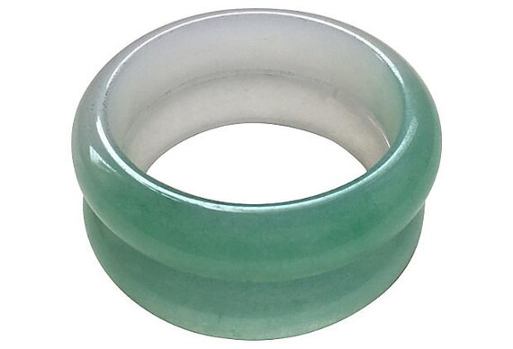 Seafoam Green & White Jade Bangles, Pair - image 4