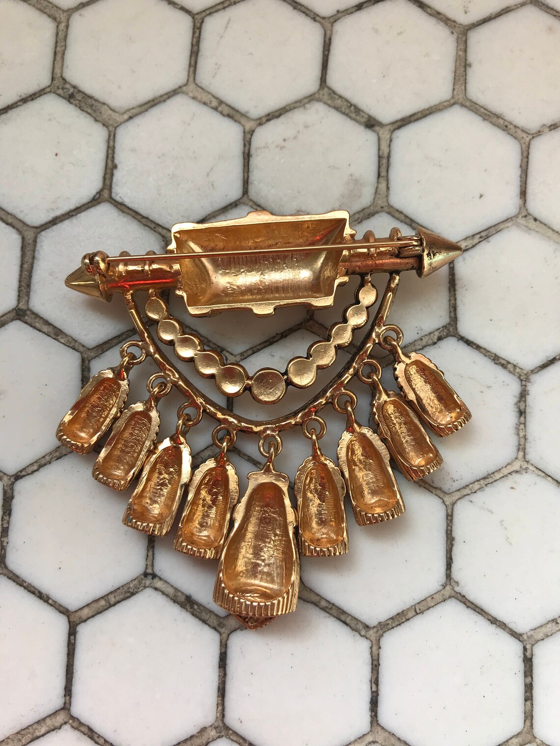 1990s French Gold Tassels Brooch Etsy Denmark