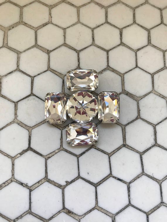 Vintage Butler & Wilson Glass Gem Cut Modern Cross