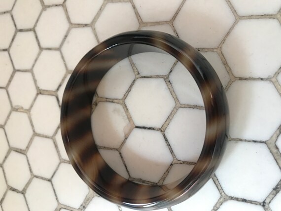 Tortoise Shell Leopard Colored Jade Bangle Bracel… - image 2