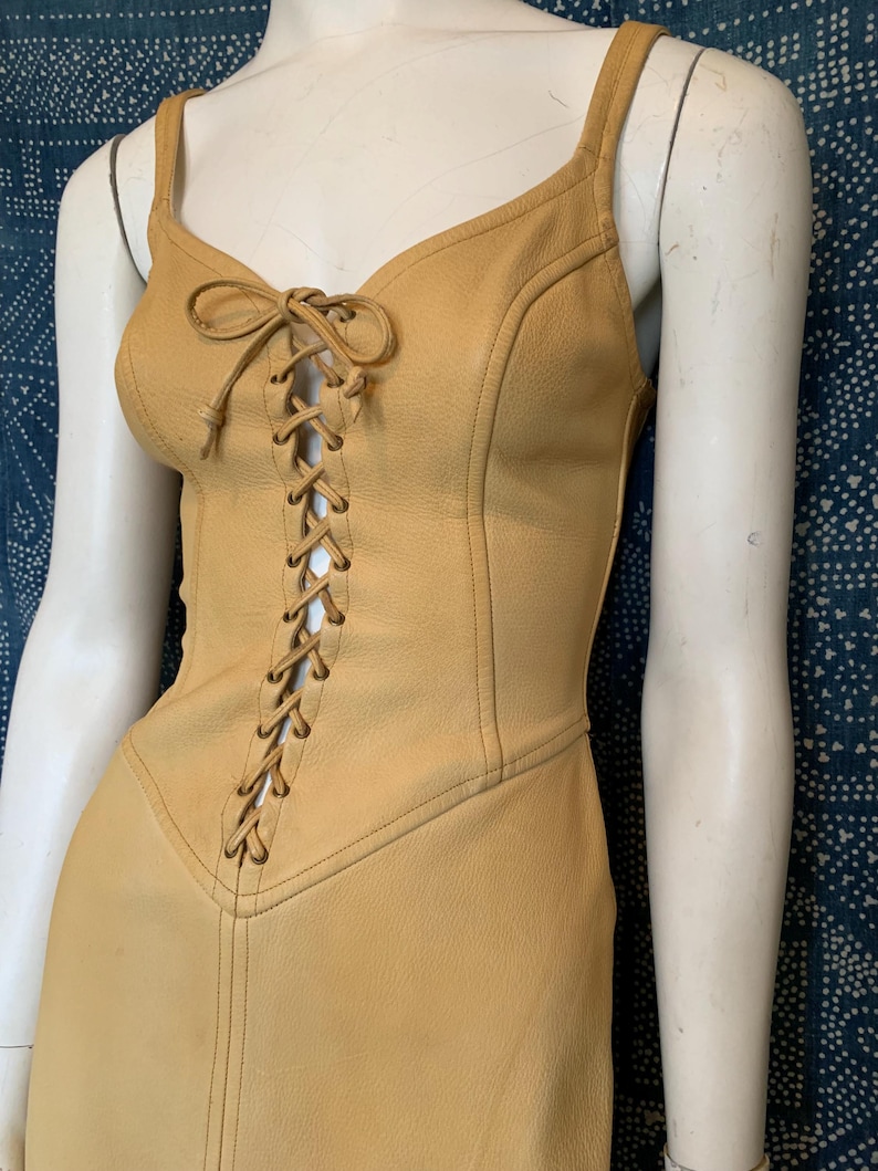 Famous Beverly Hills Trashy Lingerie Custom Made One-of-a-kind Two-Piece 1980s Leather Dress & Jacket Set image 8