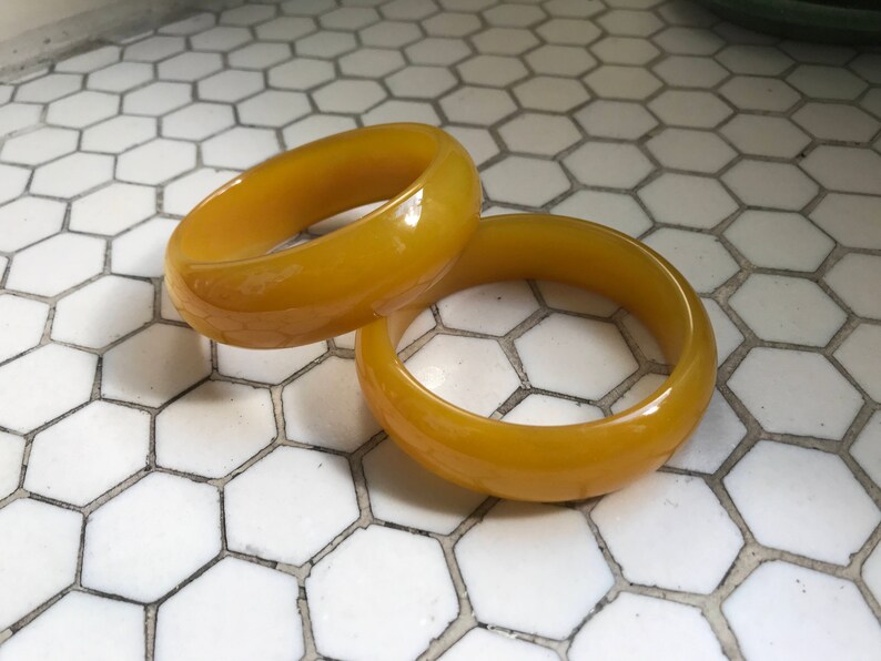 Gold Colored Chinese Jade Bangle Braceletspair Etsy