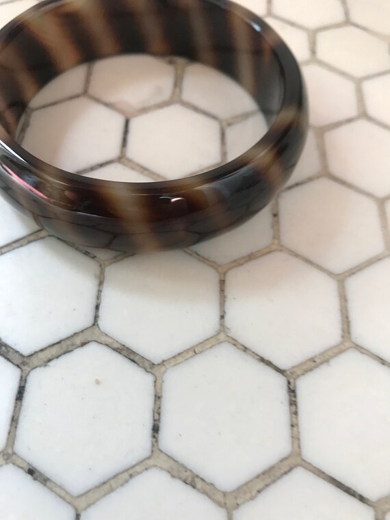 Tortoise Shell Leopard Colored Jade Bangle Bracel… - image 3