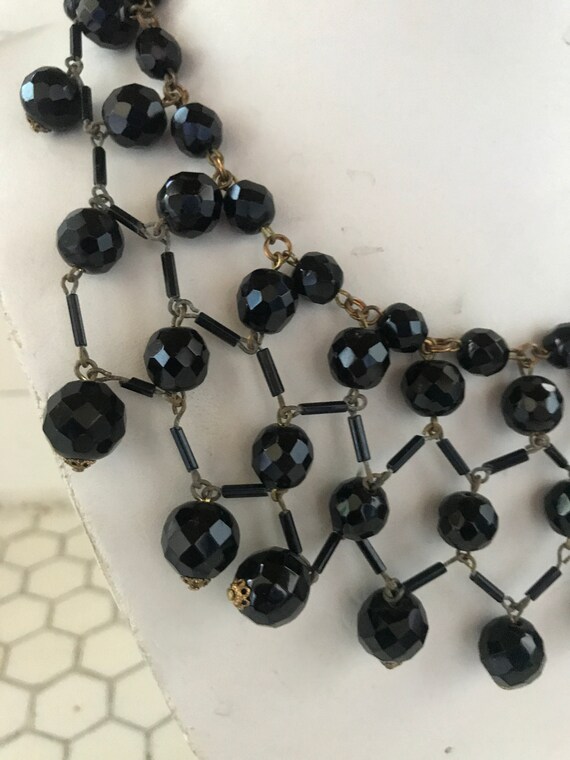Gorgeous Antique Black Jet Bead Collar Necklace - image 3