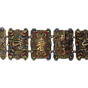 Dragon Gold Filigree Enamel Bracelet