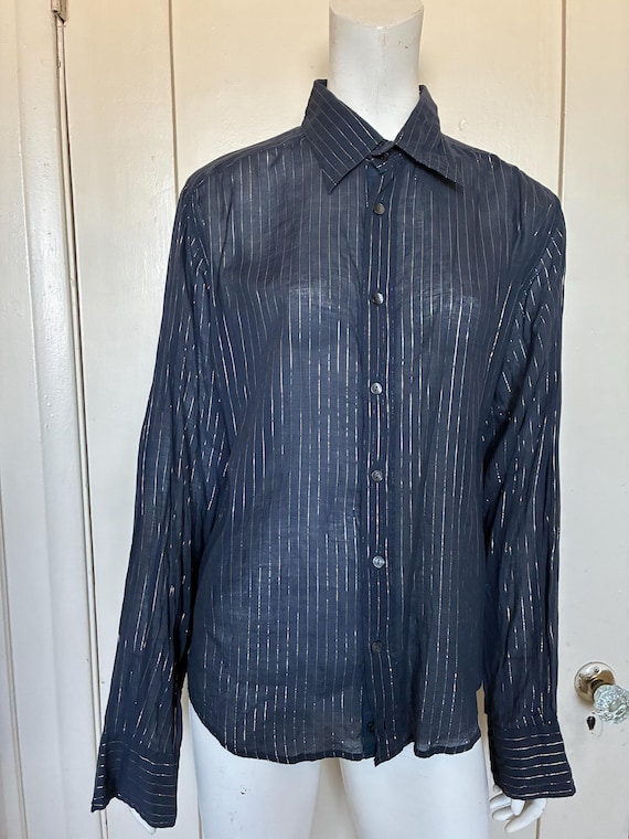 dolce and gabbana gold dress shirt Authentic & Pinstripe Long-sleeve Silk shirt