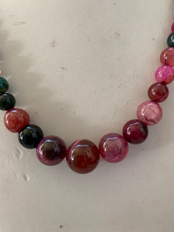 Garnet and Jade Graduated Bead Necklace Rose Quartz