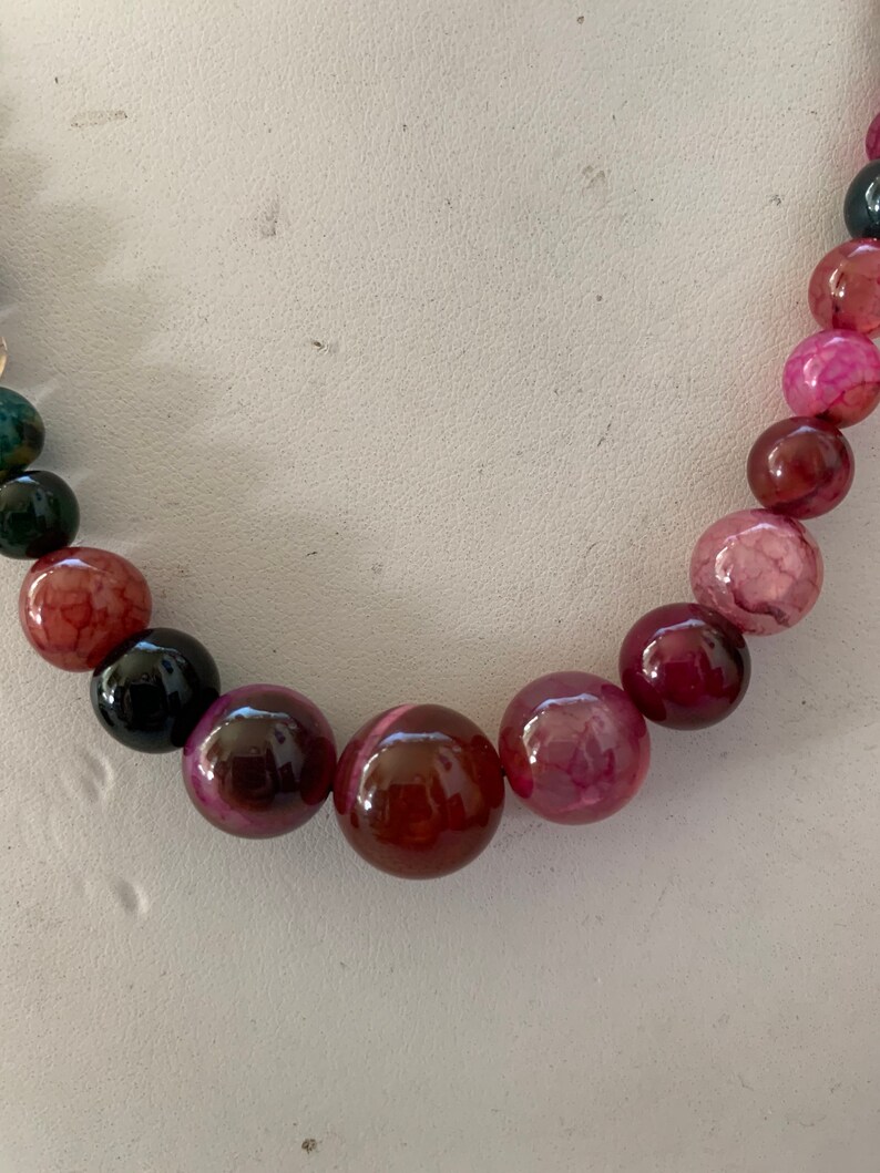 Garnet and Jade Graduated Bead Necklace Rose Quartz