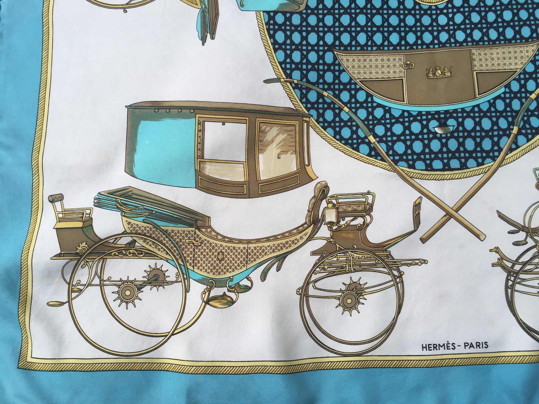 Vintage Hermes La Perriere Transportation Scarf Large 34