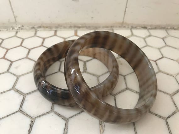 Tortoise Shell  Leopard Colored Jade Bangles, Pair - image 3