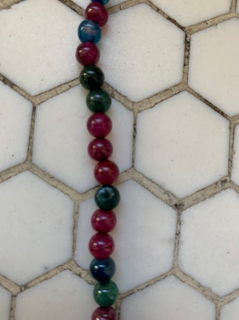 Garnet and Jade Graduated Bead Necklace Rose Quartz