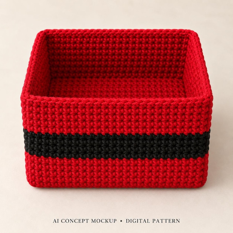 Santa Belt Basket Crochet Pattern | Rectangular Open Box and Yarn ...