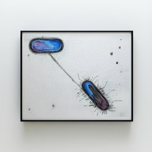 Conjugaison, bactéries, art scientifique, impression d'art aquarelle, biologie