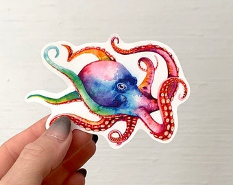 Autocollant Octopus, Octopus, autocollants scientifiques, pieuvre aquarelle, autocollants pour ordinateur portable, autocollants en vinyle, autocollants pour téléphone, autocollants pour ordinateur,
