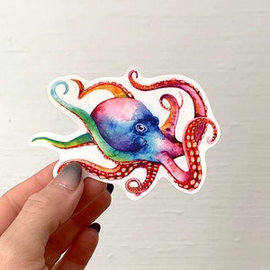 Octopus Sticker, Octopus, Science stickers, watercolor octopus, laptop stickers, vinyl stickers, phone stickers, computer stickers,