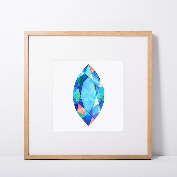 Gem No. 11, Gem Print, Gemstone Art, Watercolor Gem, Diamond Print, Art  Print, Watercolor Diamond, Diamond Art 