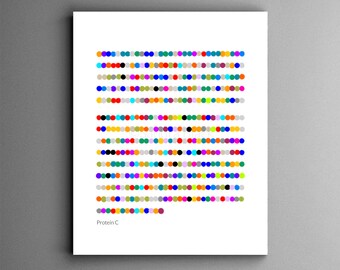 Protein C, amino acid sequence, biology art, art print, science, science art, science print, genetics, dna art, biology print