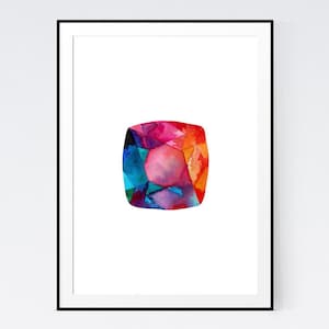 Gem No. 10, print, watercolor print, watercolor gem, gemstone, diamond, watercolor diamond, watercolor abstract, gem print, watercolour
