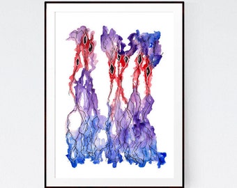 Neuron 8, Neurons, neuron print, neuron art, medical art, medical print, medicine print, science, science art, watercolor print, anatomy