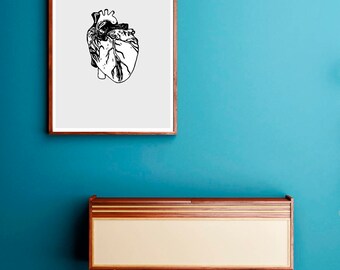 Anatomical Heart, Heart, Wall art, art, art prints, anatomical heart print, anatomical art, heart art, heart print, medical art, science art