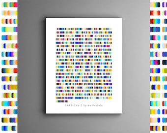 SarsCoV2 Spike Protein Sequence, Sequence art, covid, biology, genetics,  biology art, science art, biology print, coronavirus, protein