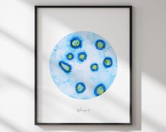Influenza A EM circlular, infectious disease, Virology, virus art, microbiology, science, science art, biology, flu, medical art