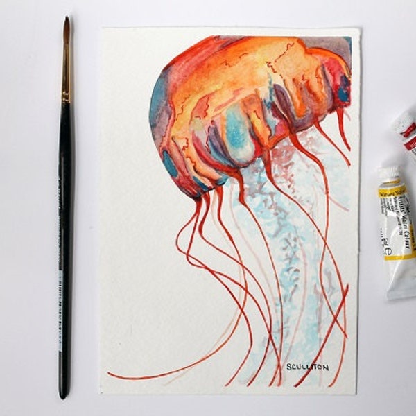 Jellyfish, Watercolor Jellyfish, Jellyfish painting, original watercolour, watercolors original painting, original watercolor, jellyfish art