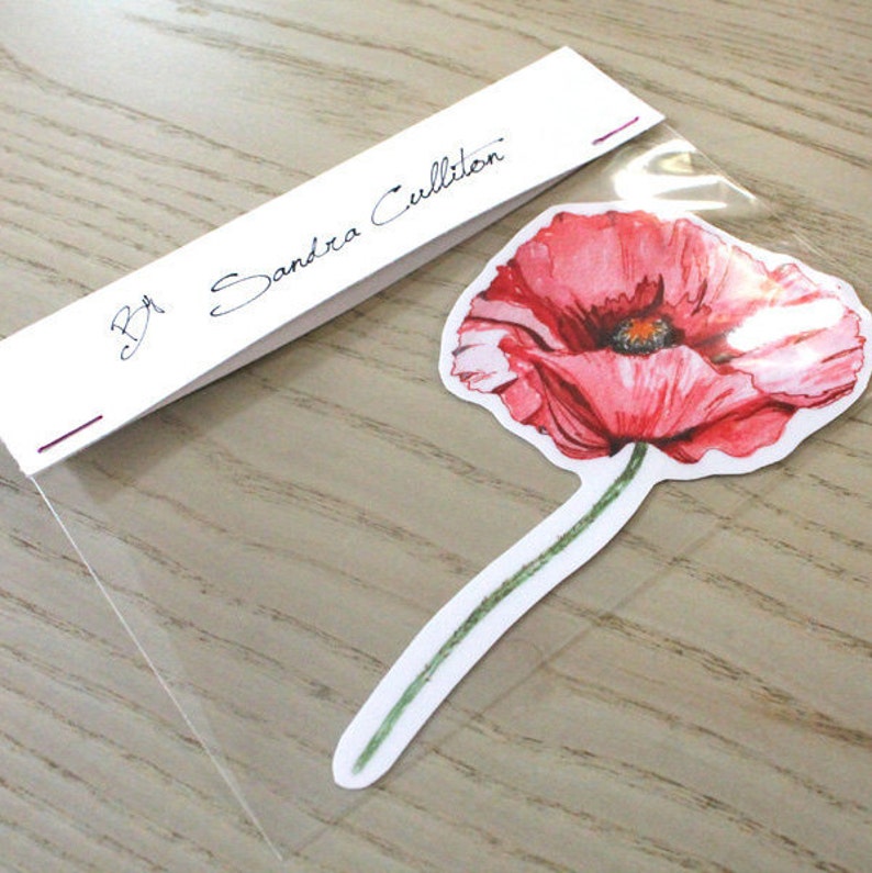 Poppy Sticker Vinyl Sticker Vinyl Flower Sticker Vinyl Etsy