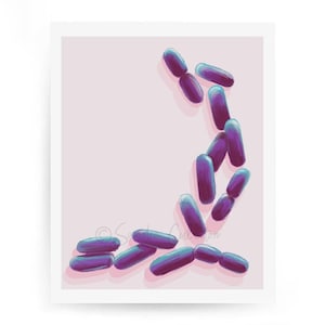 Bacillus 9, Microbiology Print, Science Print, Science Art, Science decor, Bacteria, Bacteria art, microbiology art, science gift, medical