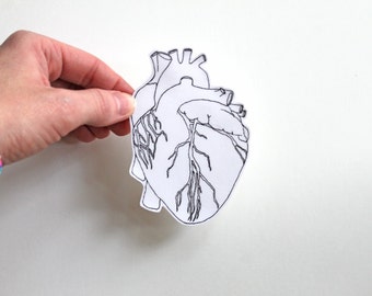 Coeur anatomique, sticker coeur, sticker coeur anatomique, illustration médicale, anatomie, stickers pour ordinateur portable, sticker pour ordinateur, science, vinyle