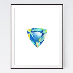 Gem No. 15, Gemstone, gem, gemstone art, gemstone painting, watercolor gemstone, watercolor gem, gem art, gem painting, watercolor print