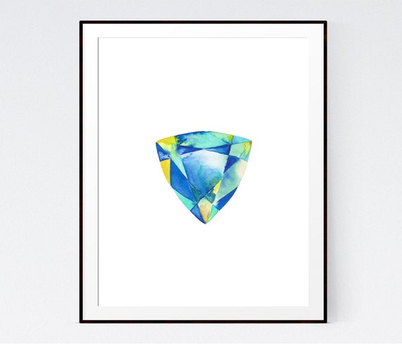 Gemstone Art Print Gem Art Jewelry Gem Turquoise Gemstone Aquatint  Contemporary Art Fine Art Emerald / Be3al2sio36 