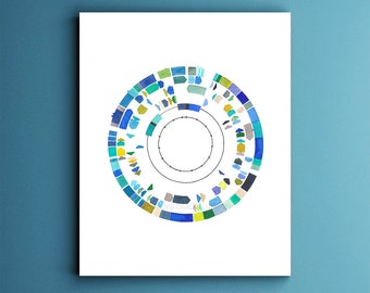 HSV-1 No. 3, science art, science print, watercolor print, science, genome, genetics, science gift, biology art, dna, virus, herpes