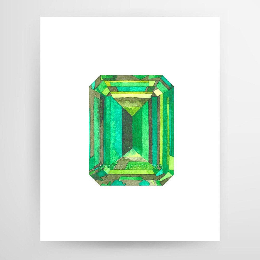 Gemstone Art Print Gem Art Jewelry Gem Turquoise Gemstone Aquatint  Contemporary Art Fine Art Emerald / Be3al2sio36 