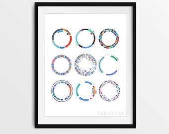 Plasmid Collection, DNA, Science art, watercolor print, science illustration, microbiology, bacteria, microbes, biology art, virus, gift