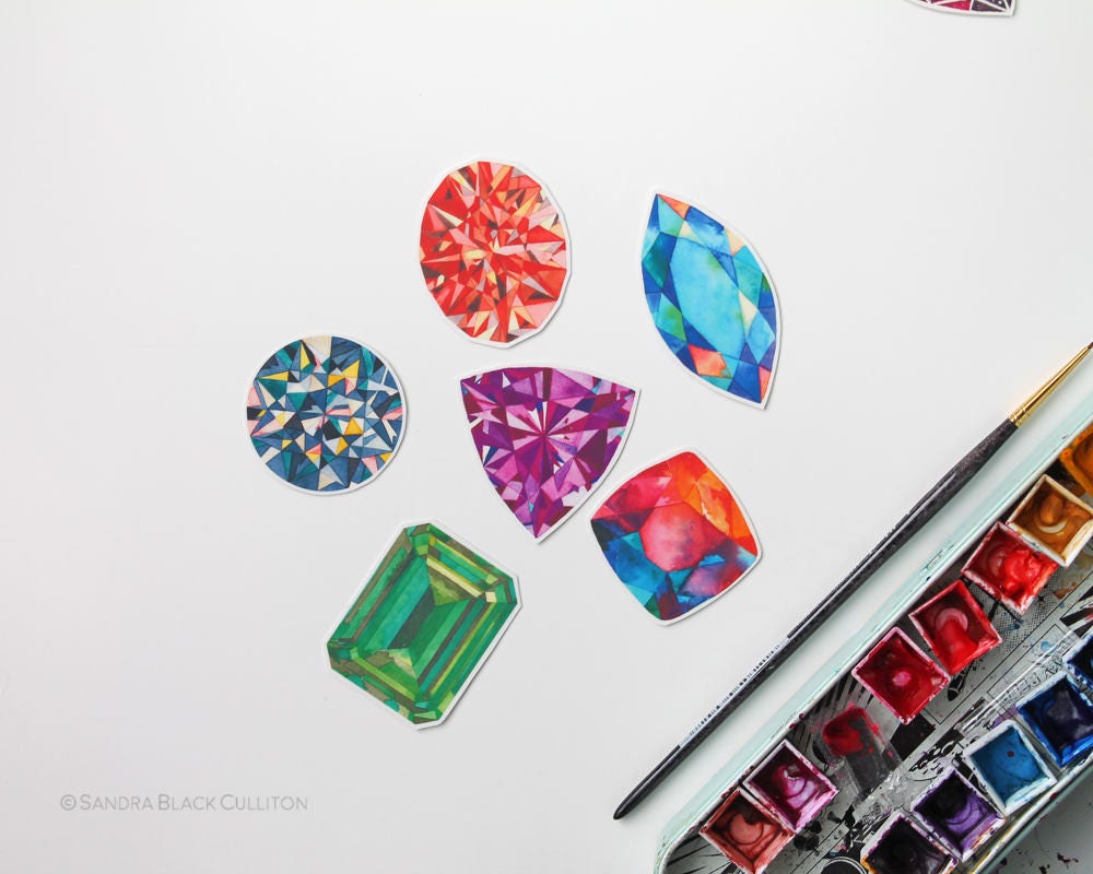 Gemstones, Gem Stickers, Laptop Sticker, Laptop Stickers, Bumper Sticker,  Phone Decal, Vinyl Stickers, Waterproof Stickers, Stickers 