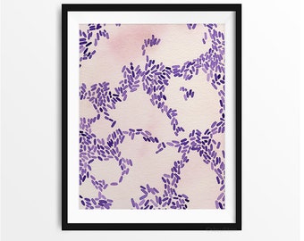 Listeria, bacteria, bacteria art, watercolor print, science print, science art, biology art, microbiology, microbes, science gift, microbes