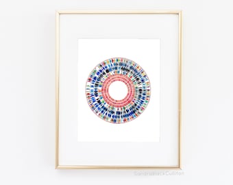 Genome 7, Genetics, Science, Science art, dna, genome, science print, biology art, microbiology, watercolor print, science gift, art
