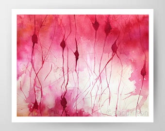 Neuron 10, Neurons, Science, science art, science print, sciart, sbculliton, neurology, doctor gift, teacher gift, science gift, watercolor