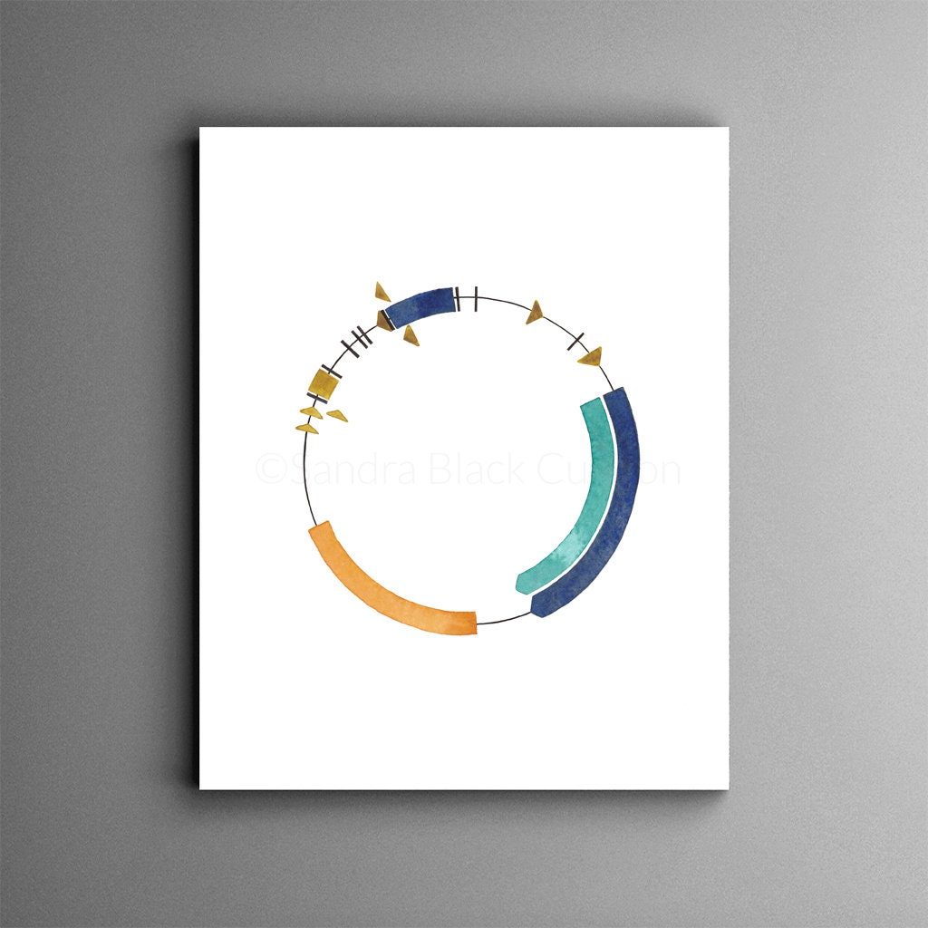 Plasmid 40, Science, science art, science print, science teacher gift, dna art, dna, watercolor, watercolor print, biology,  genetics,