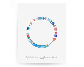 CFTR gene map, cystic fibrosis, DNA, biology, genetics,  biology art, science art, sciart, RNA, science print, medicine, axons, coding