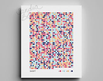 SlASFT gene, dna sequence, sequence art, bioinformatics, art print, dna art, genetics, genomics, science gift, biology print, plant biology