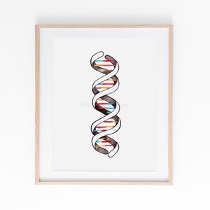DNA, double helix, biology art, dna art, dna print, science print, science gift, biology print, genetics, science art, art print