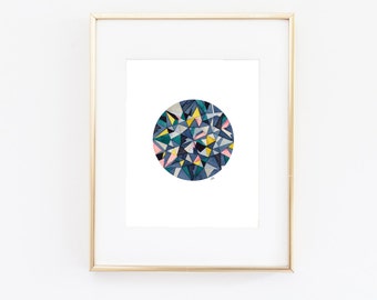 Gem No. 13, Gemstone, geometric watercolor, watercolor print, gem print, diamond art, gem art, gemstone painting, watercolor diamond, art