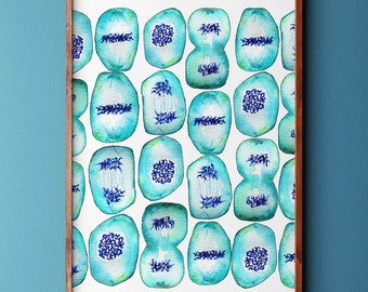 Mitosis, watercolor print, science, mitosis, biology art, science print, science art, watercolors, biology, geekery, sciart, cell biology