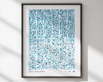 Oxytocin receptor, science art, science print, biology art, neurology, neurotransmitter, chemistry, science print, chemistry print, genetics