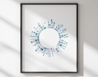 Genome 15, genetics art, genetic map, dna, dna art, biology art, science print, science art, sciart, science gift, dna print, abstract print